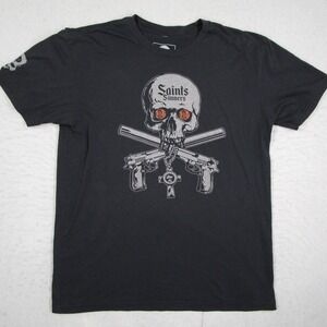 Zero Foxtrot Saints and Sinners Skull Cross Pistols Graphic T-Shirt Men LG Black